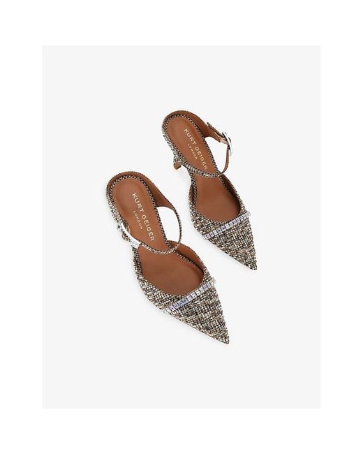 Kurt Geiger White Strass Woven Heeled Mules