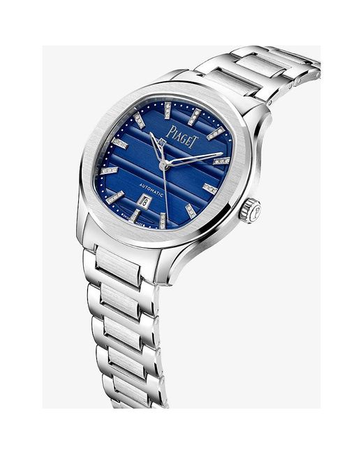 Piaget Blue Polo Signature Stainless-Steel Date Watch 36Mm