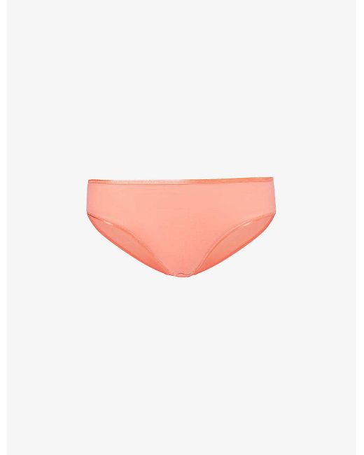 Hanro Pink Seamless Ribbed Mid-rise Cotton Briefs