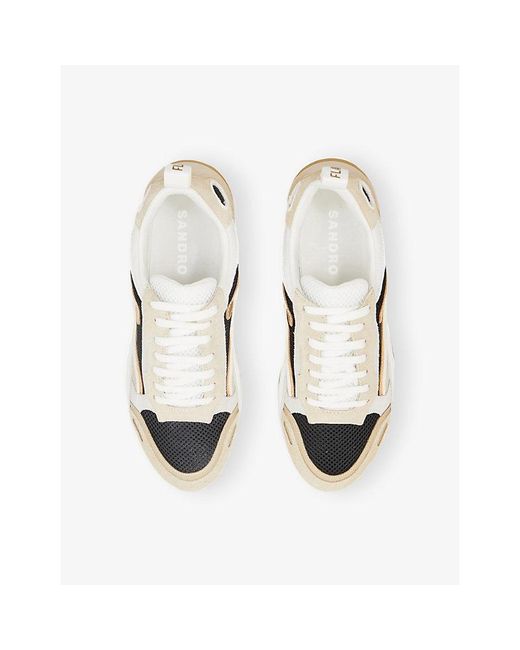 Sandro Metallic Flame Leather And Mesh Trainers
