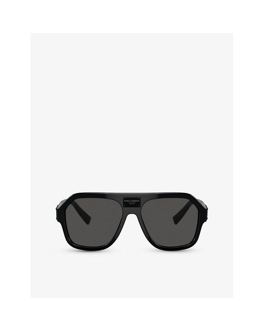 Dolce & Gabbana Black Dg4433 Pilot-frame Acetate Sunglasses