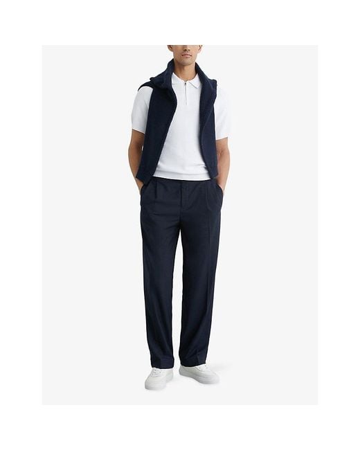 Reiss White Estate Half-Zip Knitted Polo Top for men