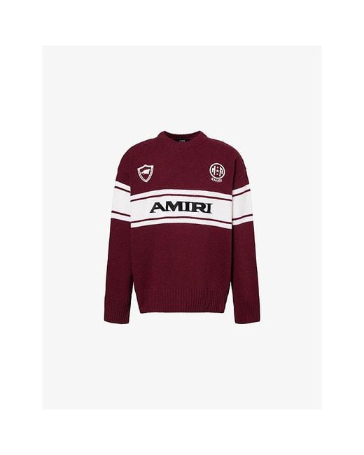 Amiri Red Sport Brand-Embroidery Wool Jumper for men