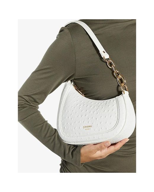Dune White Direction Small Patent-Leather Shoulder Bag