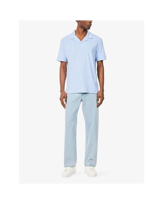 Sunspel Blue Towelling Cotton Polo Shirt for men