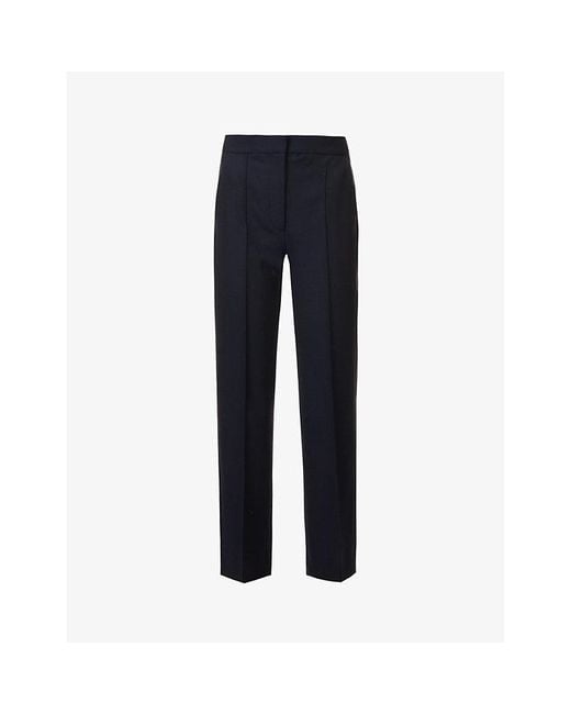 ME+EM Blue Forever Tapered-Leg High-Rise Stretch Wool-Blend Trousers