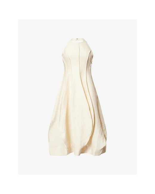 RÓHE Frames Natural Low-Back Tulip Linen-Blend Midi Dress