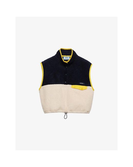 Prada Blue Branded Colour-Block Fleece Vest
