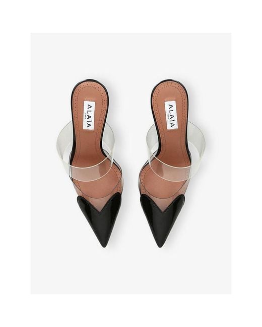 Alaïa Black Le Coeur 90 Patent-Leather And Pvc Wedge Mules