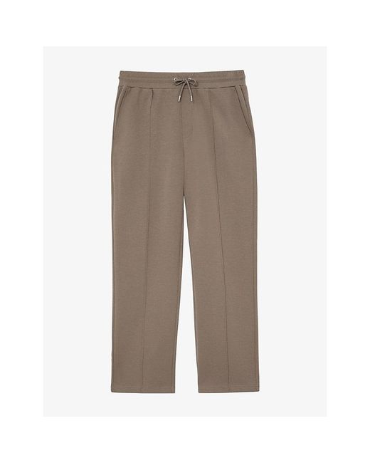Reiss Brown Form Elasticated-Waist Jersey Jogging Bottoms for men