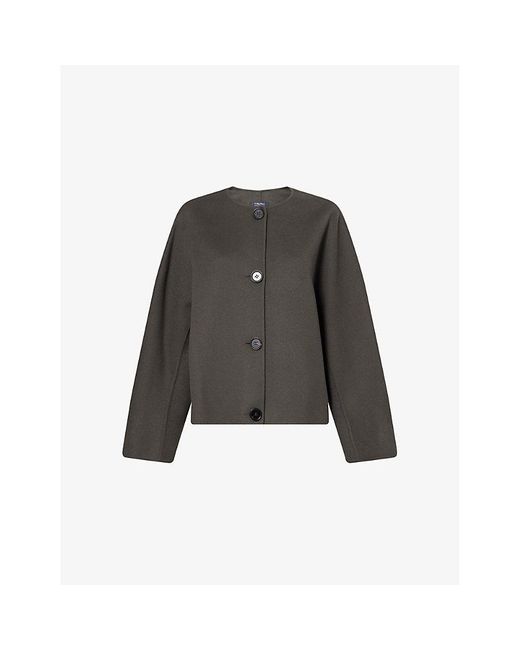 Max Mara Gray Kate Long-Sleeve Wool Jacket