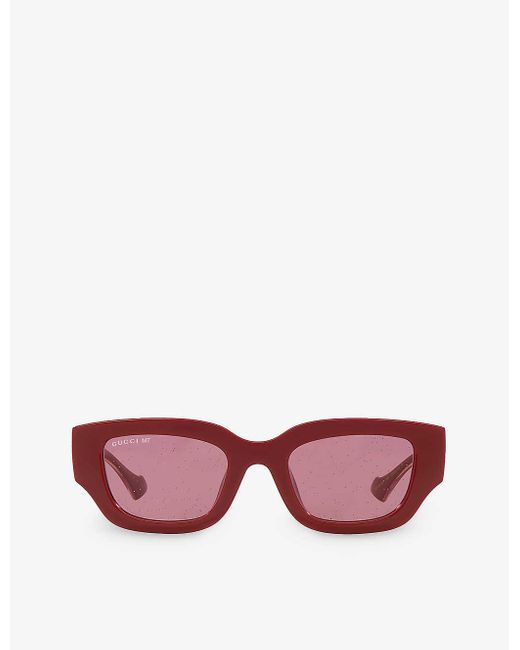 Gucci Pink gg1558sk Rectangle-frame Acetate Sunglasses