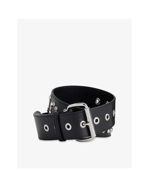 Vivienne Westwood Black Westwood Logo Studded Leather Belt