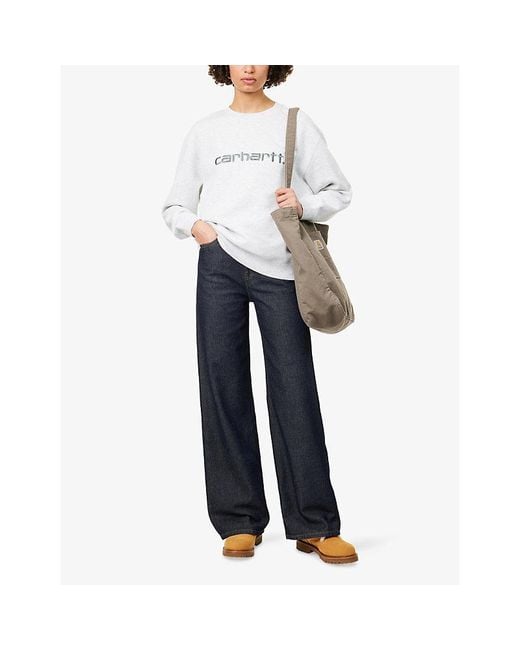 Carhartt White Carhartt Logo-Embroidered Cotton Sweatshirt