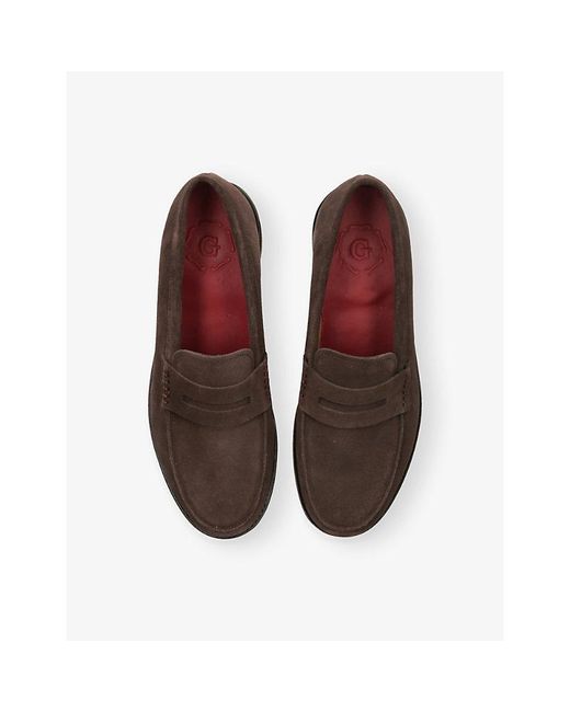 GRENSON Brown Jago Suede Loafers for men
