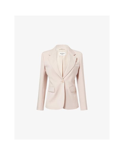 Weekend by Maxmara Natural Lamine Single-Breasted Wool Blazer