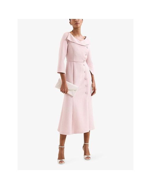 Phase Eight Pink Sienna V-Neck Tuxedo Woven Midi Dress