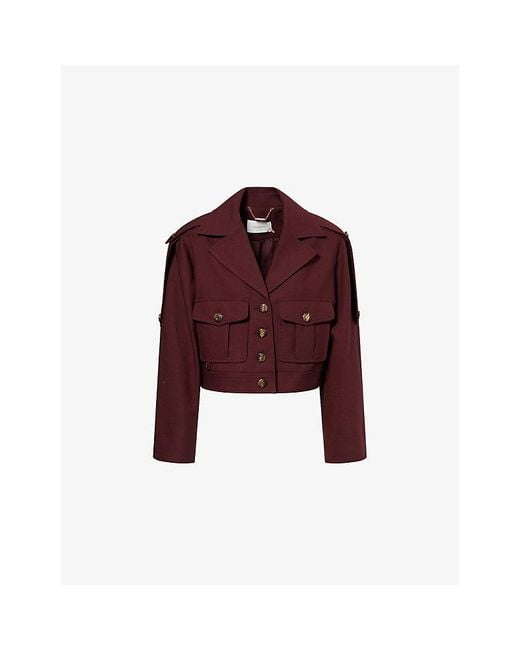 Zimmermann Red Luna Wool Cargo Jacket