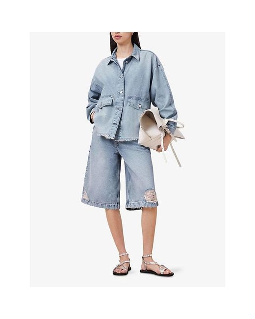 AllSaints Blue Hettie Oversized Denim Jacket