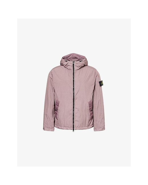 Stone Island Pink Crinkle Reps Ny Hooded Woven Jacket for men