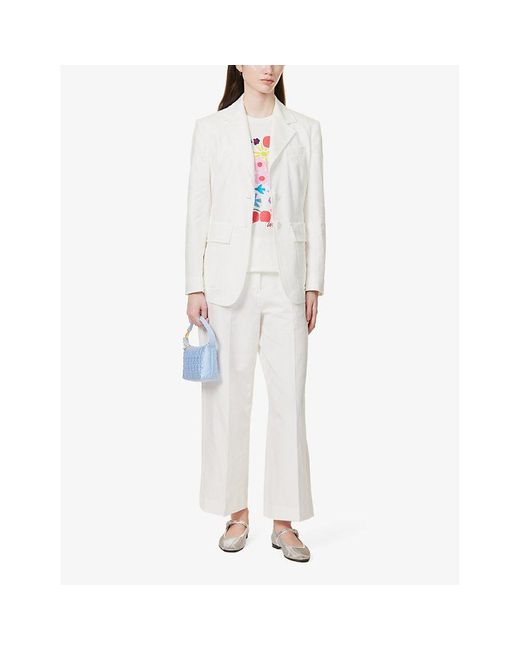 Weekend by Maxmara White Dattero Single-breasted Cotton And Linen-blend Blazer