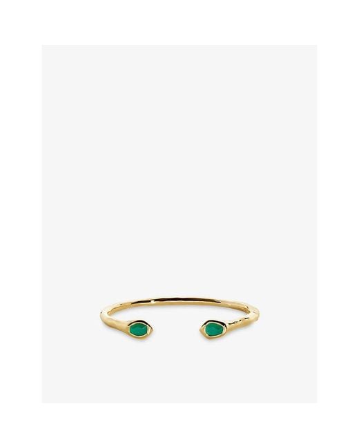 Monica Vinader Green Odyssey 18Ct Vermeil-Plated 925 Sterling And Onyx Open Cuff