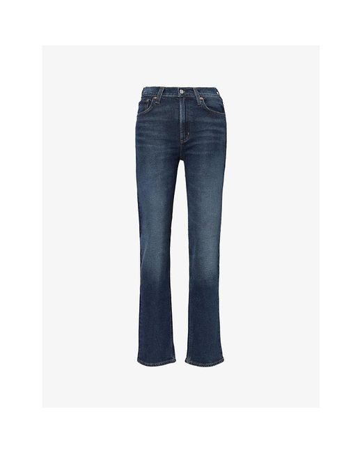 Citizens of Humanity Daphne Cropped-leg High-rise Denim-blend Jeans in Blue  | Lyst Canada