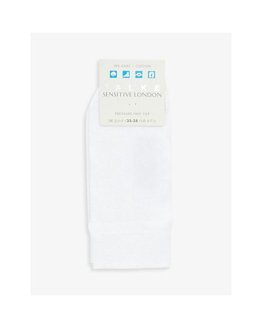 Falke White Sensitive London Ankle-Rise Stretch-Cotton Socks