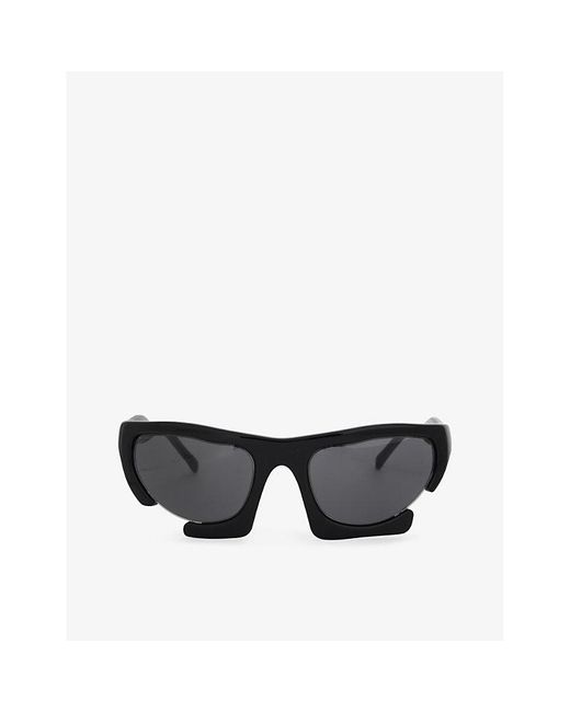 HELIOT EMIL Black Axially Rectangle-frame Polyurethane Sunglasses for men