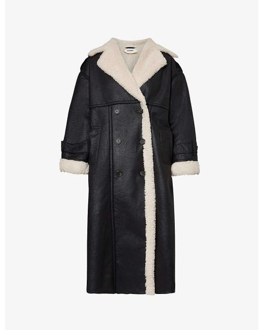 4th & Reckless Black Yessica Teddy-trimmed Faux Suede Coat