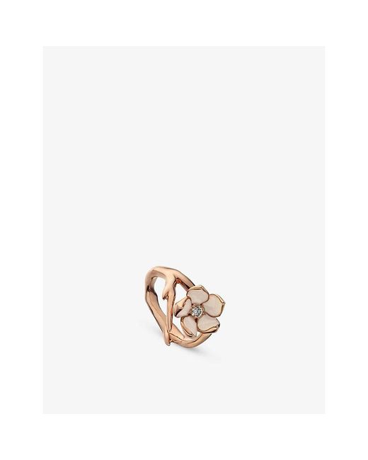 Shaun Leane Metallic Cherry Blossom Rose-Plated Vermeil And Diamond Ring