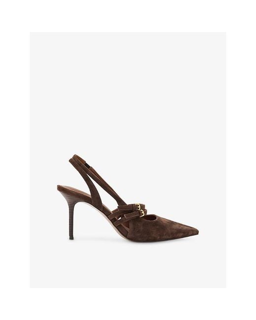Reiss Brown Beatrice Suede Courts