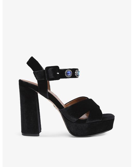 Kurt Geiger Octavia Rhinestoneembellished Velvet Platform Sandals in