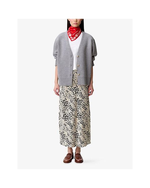 Claudie Pierlot Gray Oversized Wool-Blend Cardigan