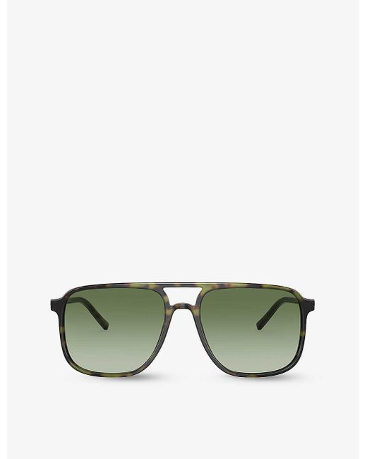 Dolce & Gabbana Green Dg4403 Pilot-frame Tortoiseshell Acetate Sunglasses