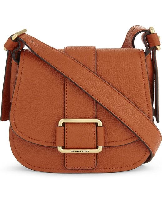 MICHAEL Michael Kors Orange Maxine Medium Grained Leather Saddle Bag