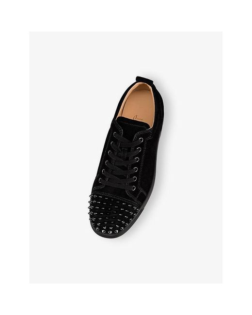 Christian Louboutin Black Louis Junior Spikes Suede Low-Top Trainers for men