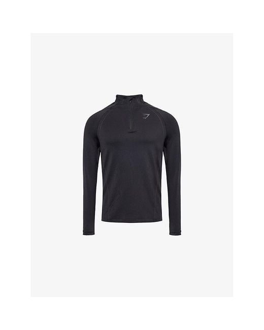 GYMSHARK Blue Apex Seamless 1/4 Zip Stretch-Woven Top for men