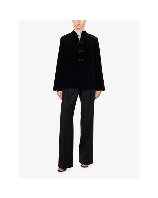 RÓHE Frames Black Pankou Knotted Cotton Velvet Jacket