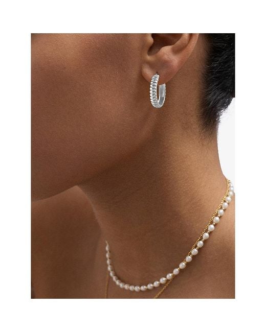 Astley Clarke White Aurora Ridge 925 Hoop Earrings
