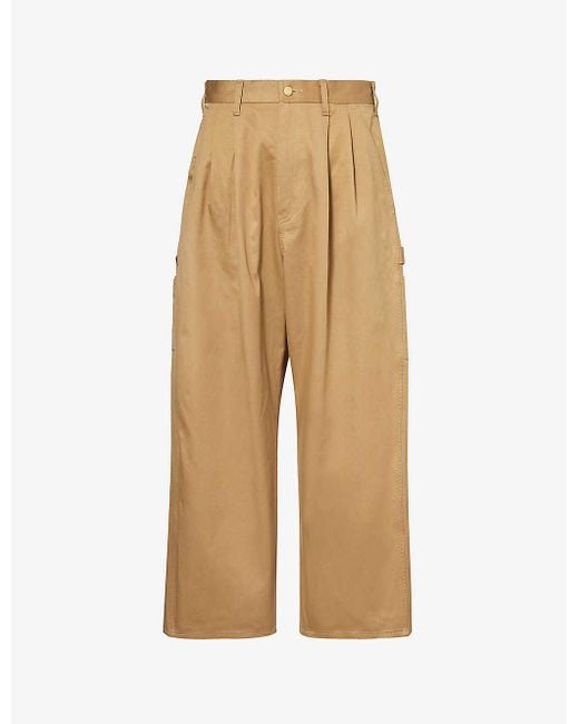 Junya Watanabe Natural Patch-pocket Wide-leg Cotton-twill Trousers for men