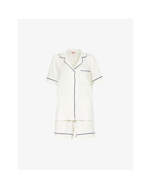 Eberjey White Gisele Relaxed-Fit Stretch-Woven Jersey Pyjama Set