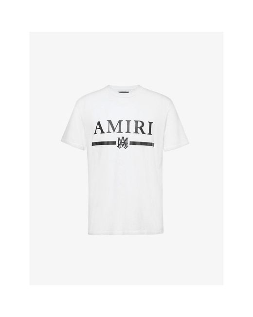 Amiri White Bar Branded-print Cotton-jersey T-shirt for men
