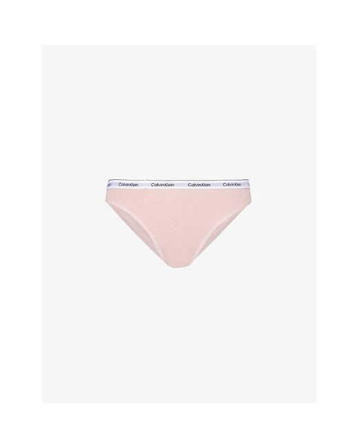 Calvin Klein Pink Modern Branded-waistband Stretch-cotton Briefs X