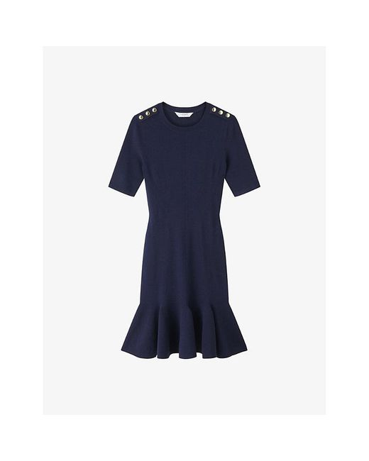 L.K.Bennett Blue Blu-vy Annmarie Button-embellished Knitted Mini Dress