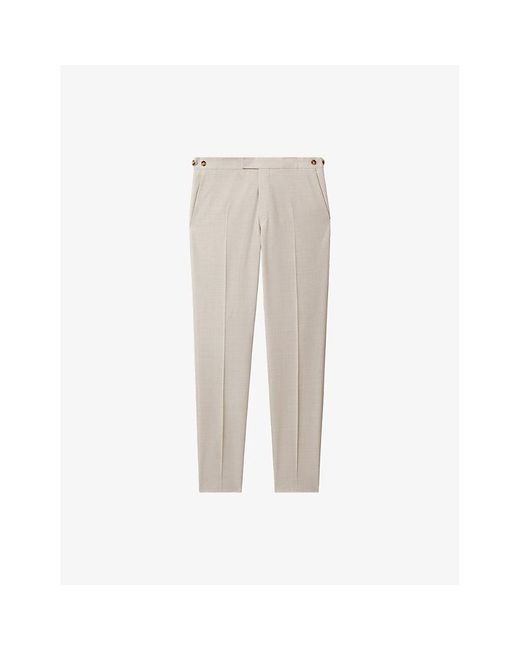 Reiss Natural Belmont Slim-Fit Straight-Leg Stretch Wool-Blend Trousers for men