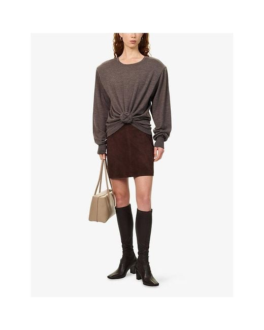 Arma Brown Melody Suede Leather Mini Skirt