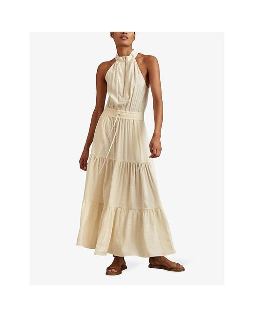Reiss Natural Taylor Drawstring-waist Woven Maxi Dress