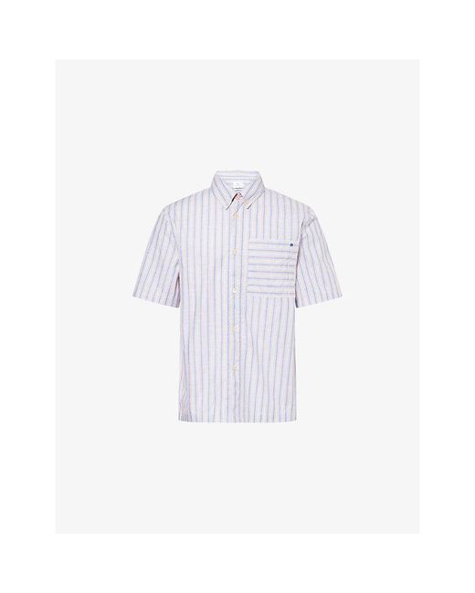 Paul Smith White Striped Short-Sleeve Cotton Shirt for men