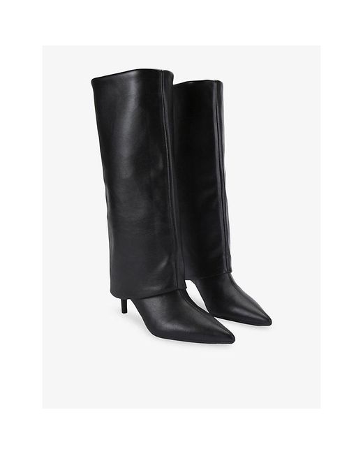 KG by Kurt Geiger Black Fate Faux-Leather Heeled Knee-High Boots